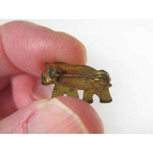 Vintage Blue Elephant Enamel Metal Lapel Pin Brooch WORN - Picture 3 of 3
